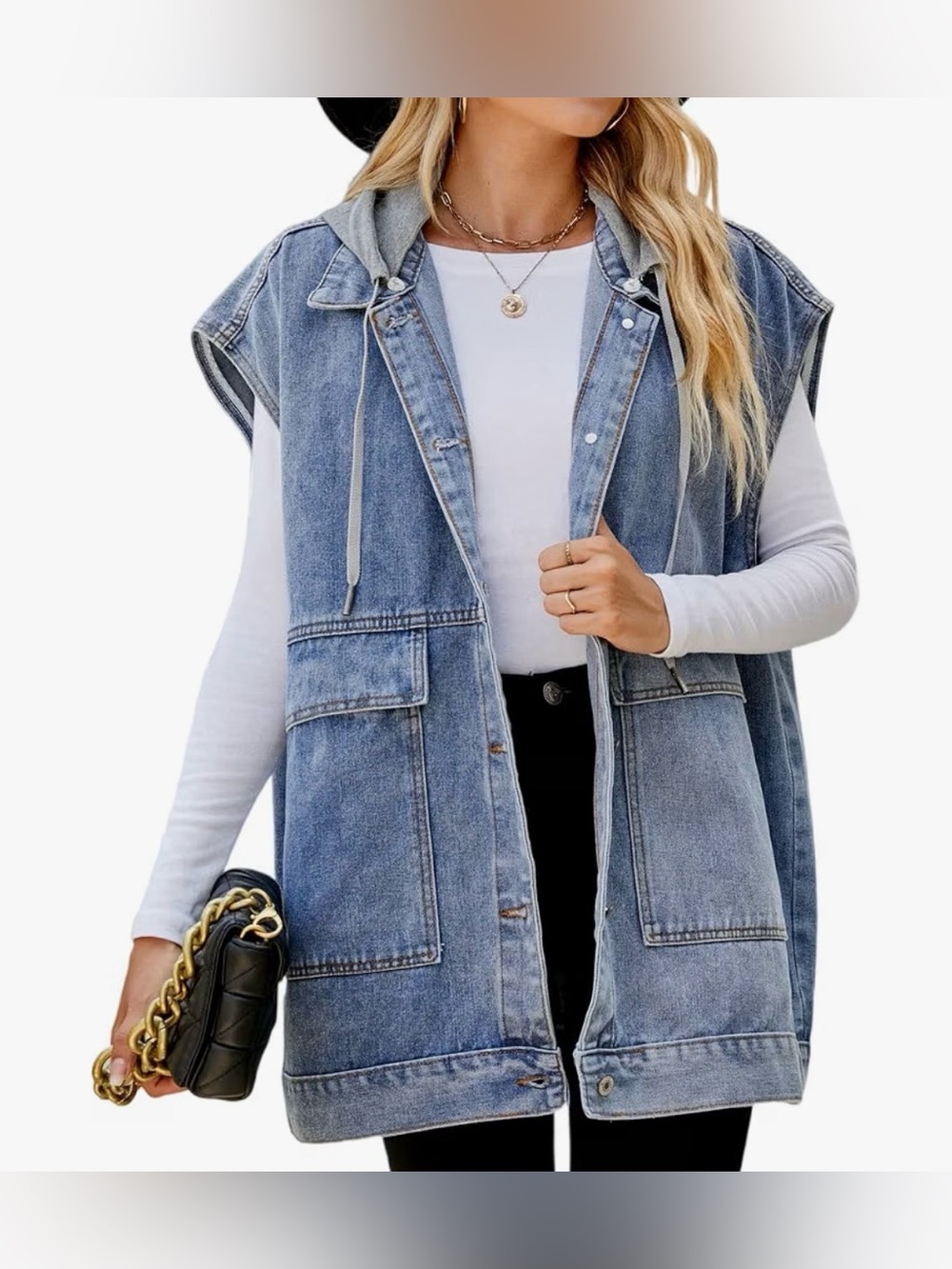 OVERSIZED SLEEVELESS DENIM VEST